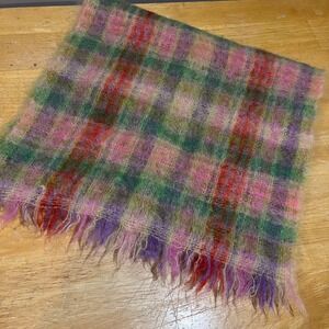 Vtg The Scotch House Scotland‎ Mohair Wool Plaid Scarf Multicolor Wrap 70x29